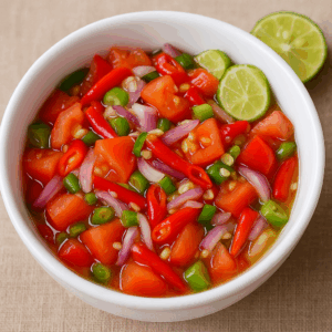 sambal dabu-dabu, sambal dabu-dabu Manado, resep sambal pedas, sambal khas Manado, resep masakan pedas, kuliner Manado, sambal segar, resep ikan bakar pedas, ayam rica-rica dengan sambal, sambal nusantara
